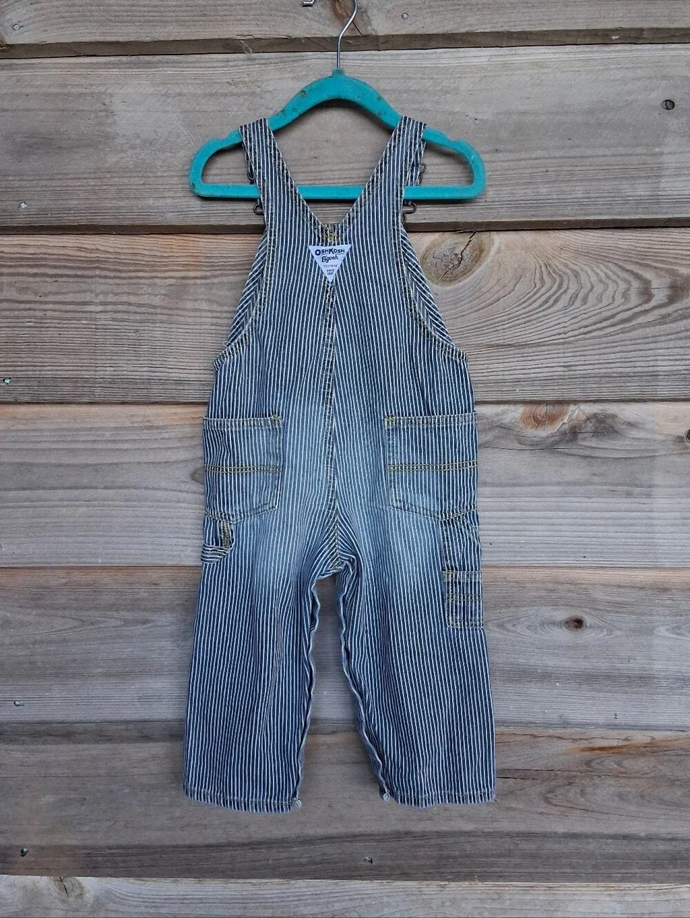 Vintage Osh Kosh B'gosh Vestbak Railroad Stripe Denim Overalls